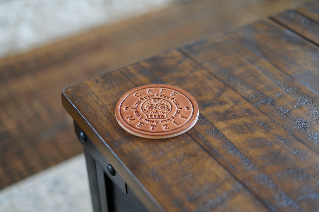 Limited Edition Café Metzli Leather Coasters – Handcrafted in the USA