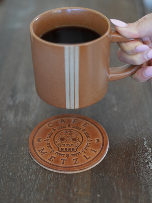 Limited Edition Café Metzli Leather Coasters – Handcrafted in the USA